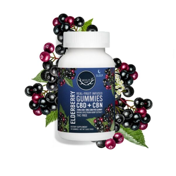 Wyld CBD, Elderberry Gummies, Broad Spectrum THC-Free, 40ct, 200mg CBN + 1000mg CBD